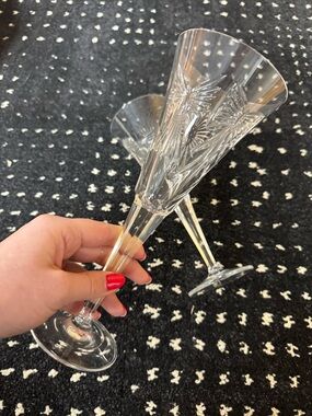 Waterford Crystal Champagne Flutes - Clear Glass Stemware